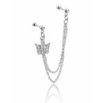 Jeweled Crown Crystal Double Chain Ear Connector