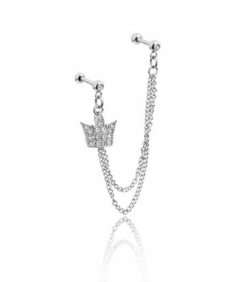 Jeweled Crown Crystal Double Chain Ear Connector