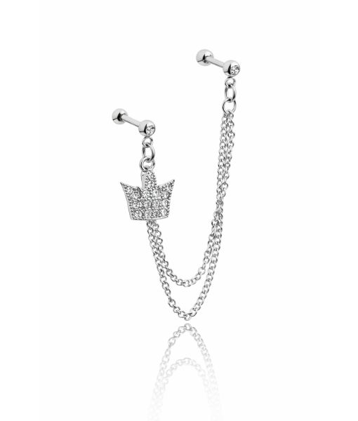 Jeweled Crown Crystal Double Chain Ear Connector