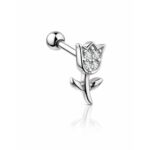 Tragus & Helix – Rose Stem CZ – 316L Surgical Steel