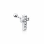 Helix Barbell – Cross Design with Stones