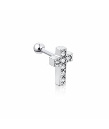 Helix Barbell – Cross Design with Stones