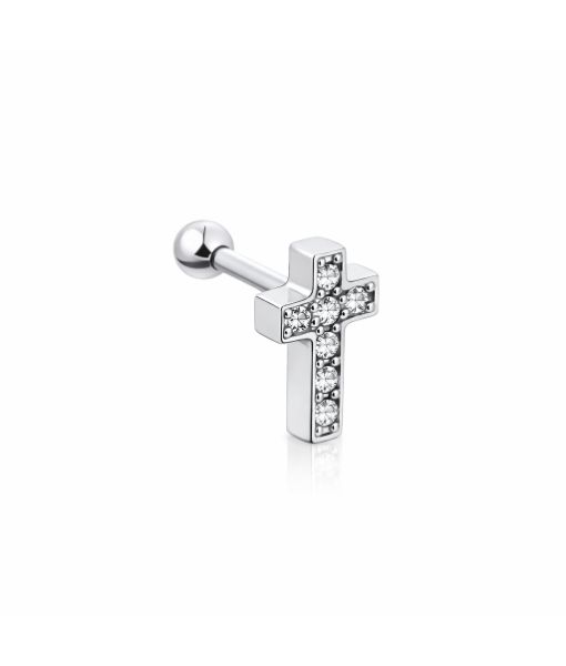 Helix Barbell – Cross Design with Stones