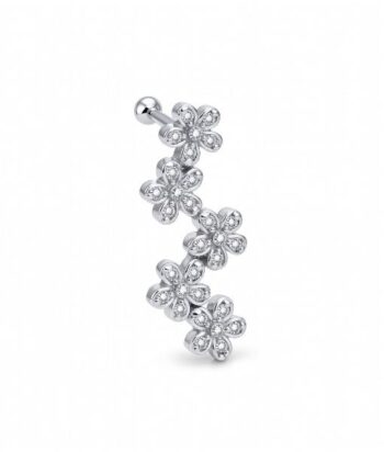 Helix Barbell – Floral CZ Cluster