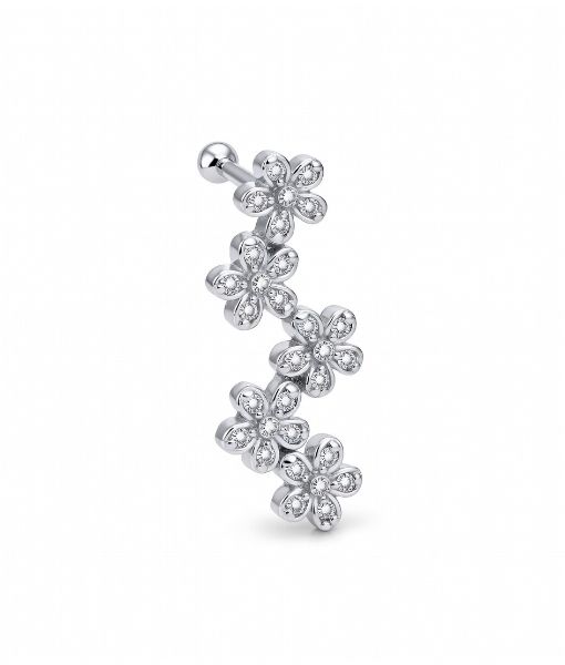 Helix Barbell – Floral CZ Cluster