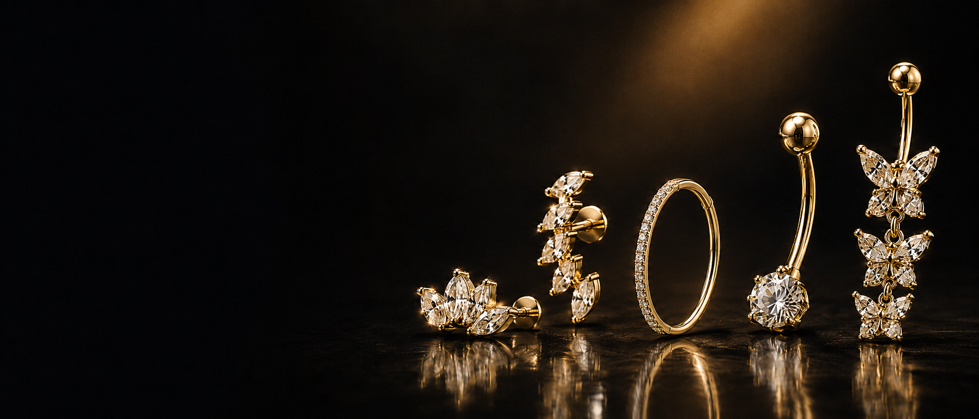 Gold-tone body jewellery with crystal details