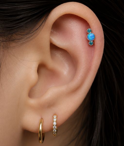 TITANIUM BLUE OPAL 3 STONE - Image 2