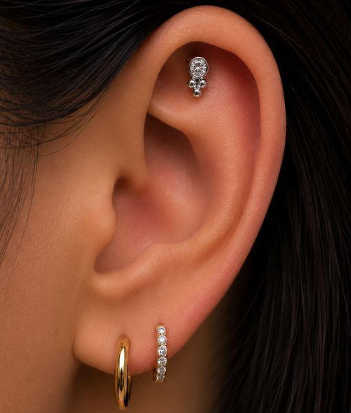 TITANIUM CZ FLEUR DROP - Image 2