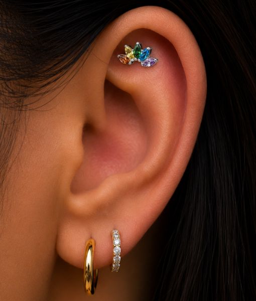 TITANIUM MULTCOLOUR MARQUISE CLUSTER - Image 2