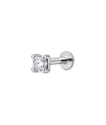 Titanium Round CZ Prong Set Labret