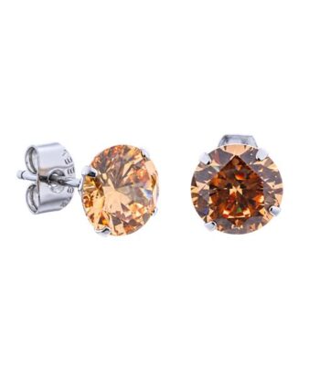 Champagne Prong Set Steel Ear Studs (Round) By Pair