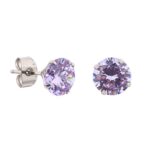 Lavender Prong Set Steel Ear Studs (Round) By Pair