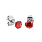 Orange Prong Set Steel Ear Studs (Round) By Pair