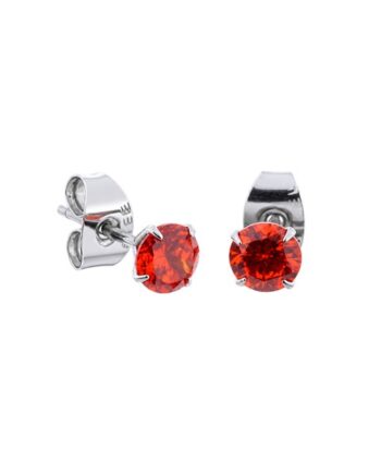 Orange Prong Set Steel Ear Studs (Round) By Pair