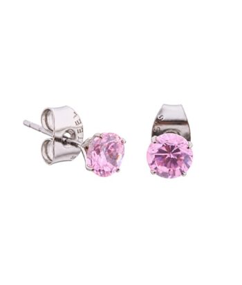 Rose Prong Set Steel Ear Studs (Round) By Pair