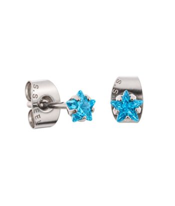 Aqua Prong Set Steel Ear Studs (Star) By Pair