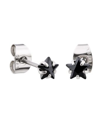 Jet Prong Set Steel Ear Studs (Star) By Pair
