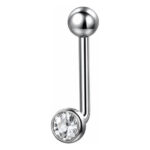 Titanium Christina Piercing J-Bar – Clear Crystal