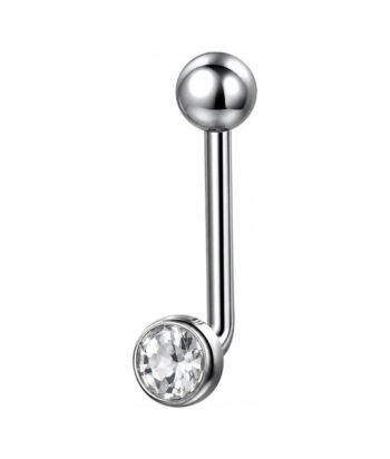 Titanium Christina Piercing J-Bar – Clear Crystal