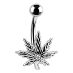 Belly Ring – Cannabis Leaf Design – 316L Surgical Steel