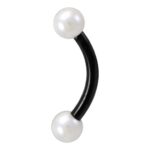 Black Micro Banana With Cream Synthetic Pearls