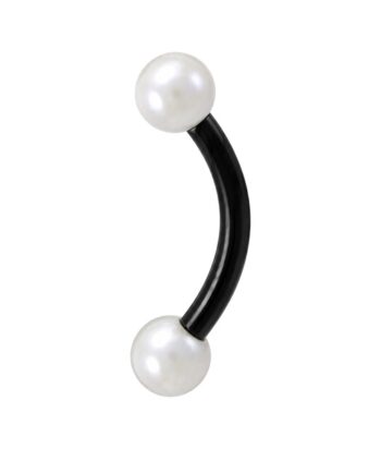 Black Micro Banana With Cream Synthetic Pearls