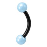 Black Micro Banana With Light Blue Synthetic Pearls