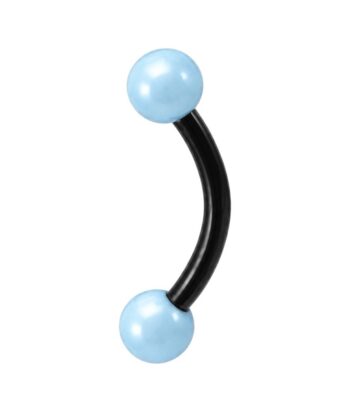 Black Micro Banana With Light Blue Synthetic Pearls
