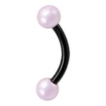 Black Micro Banana With Pink Synthetic Pearls