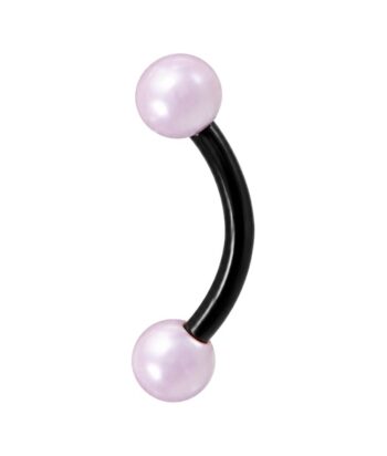 Black Micro Banana With Pink Synthetic Pearls