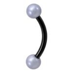 Black Micro Banana With Silver Blue Synthetic Pearls