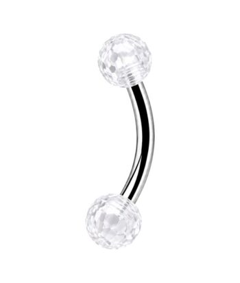 Clear Faceted Balls Banana Barbell