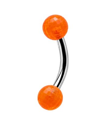 Orange Faceted Balls Banana Barbell