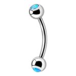 Eyebrow – Micro Banana – Opal Balls – Light Blue – 316L Surgical Steel