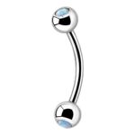 Eyebrow – Micro Banana – Opal Balls – White – 316L Surgical Steel