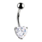 Internal Single Heart CZ Jewelled Banana