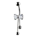 Bow Dangle Belly Ring – Clear Cubic Zirconia