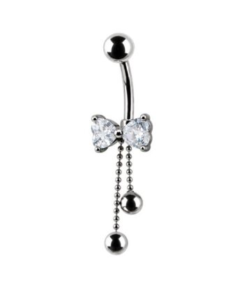 Bow Dangle Belly Ring – Clear Cubic Zirconia