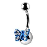 Belly Ring – Blue Jewelled Butterfly Design