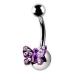 Belly Ring – Purple Jewelled Butterfly Design