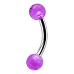 Purple Faceted Balls Banana Barbell