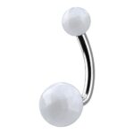 Belly Ring – Faceted Acrylic Balls – Clear White
