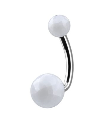 Belly Ring – Faceted Acrylic Balls – Clear White
