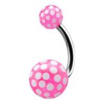 Belly Ring – Pink & White Printed Acrylic Balls