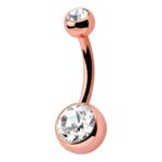 Rose Gold Double Jewelled Banana Barbell