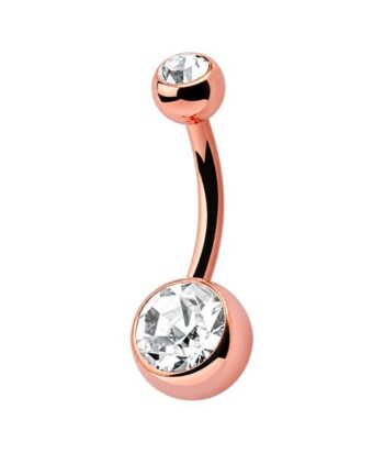 Rose Gold Double Jewelled Banana Barbell