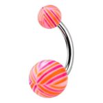 Belly Ring – Pink & Orange Stripe UV Balls