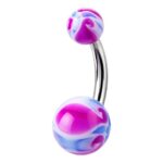 Belly Ring – Purple UV Flower Balls
