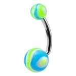 Belly Ring – Aqua Green UV Wave Balls