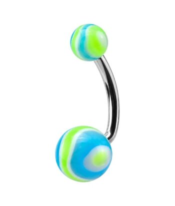 Belly Ring – Aqua Green UV Wave Balls